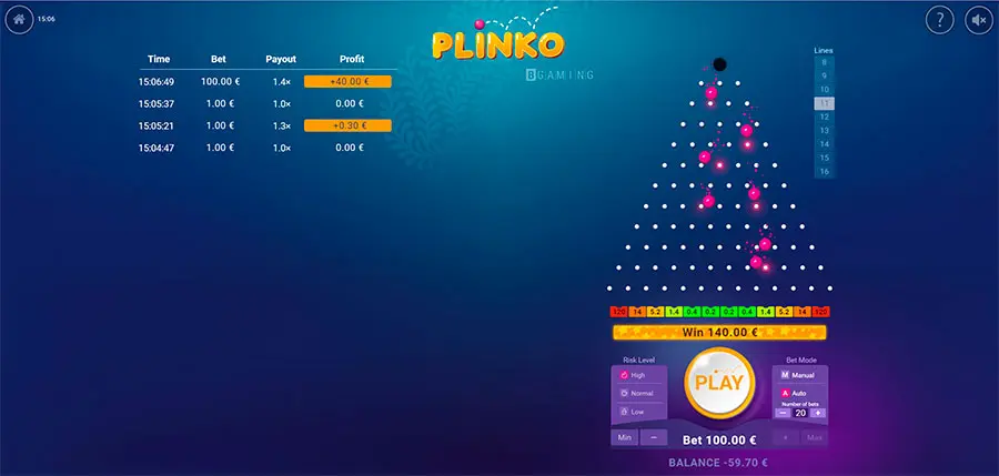 Plinko slot by BGaming